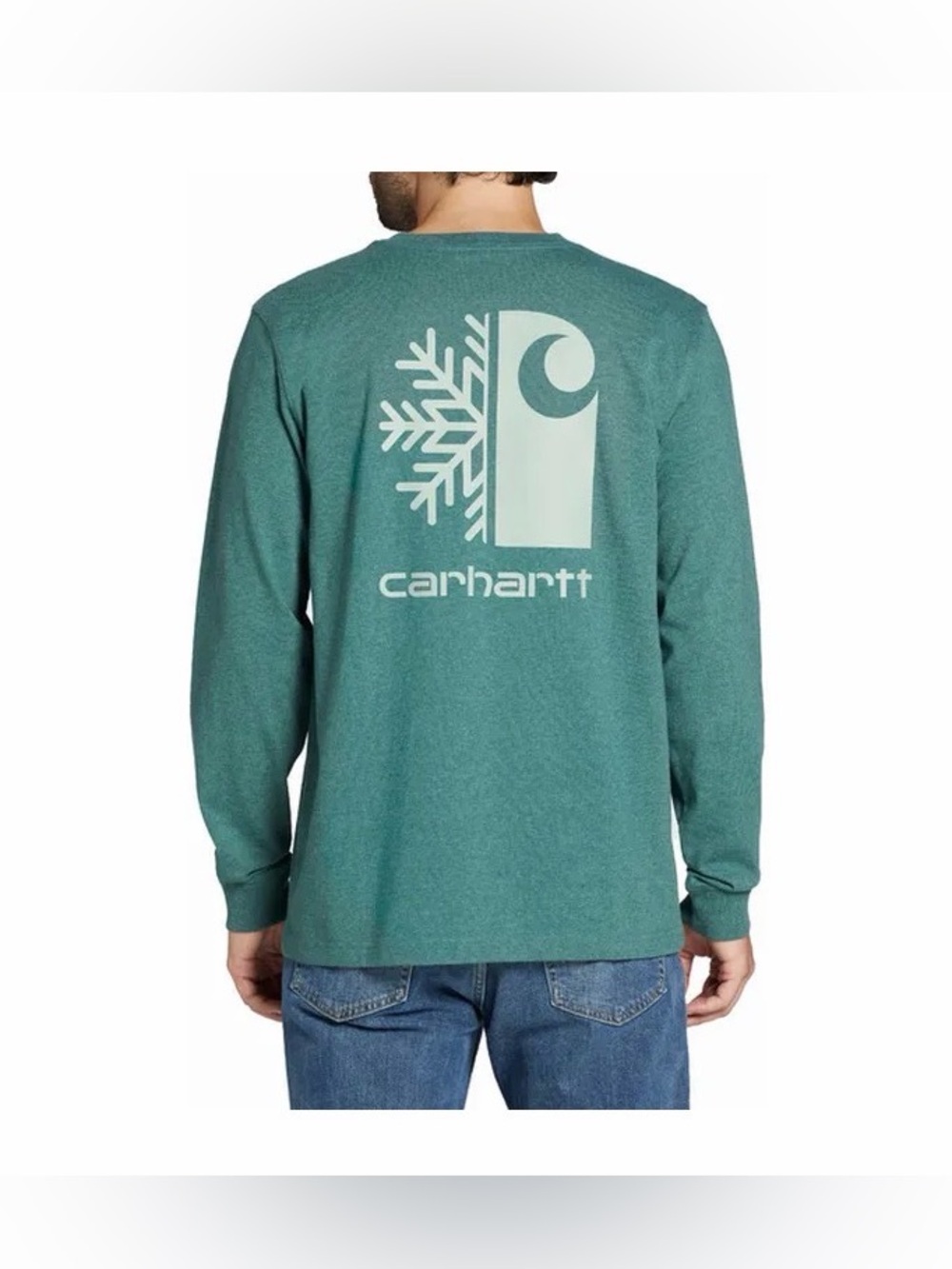 Carhartt Long-Sleeve Graphic Tee in Teal Green